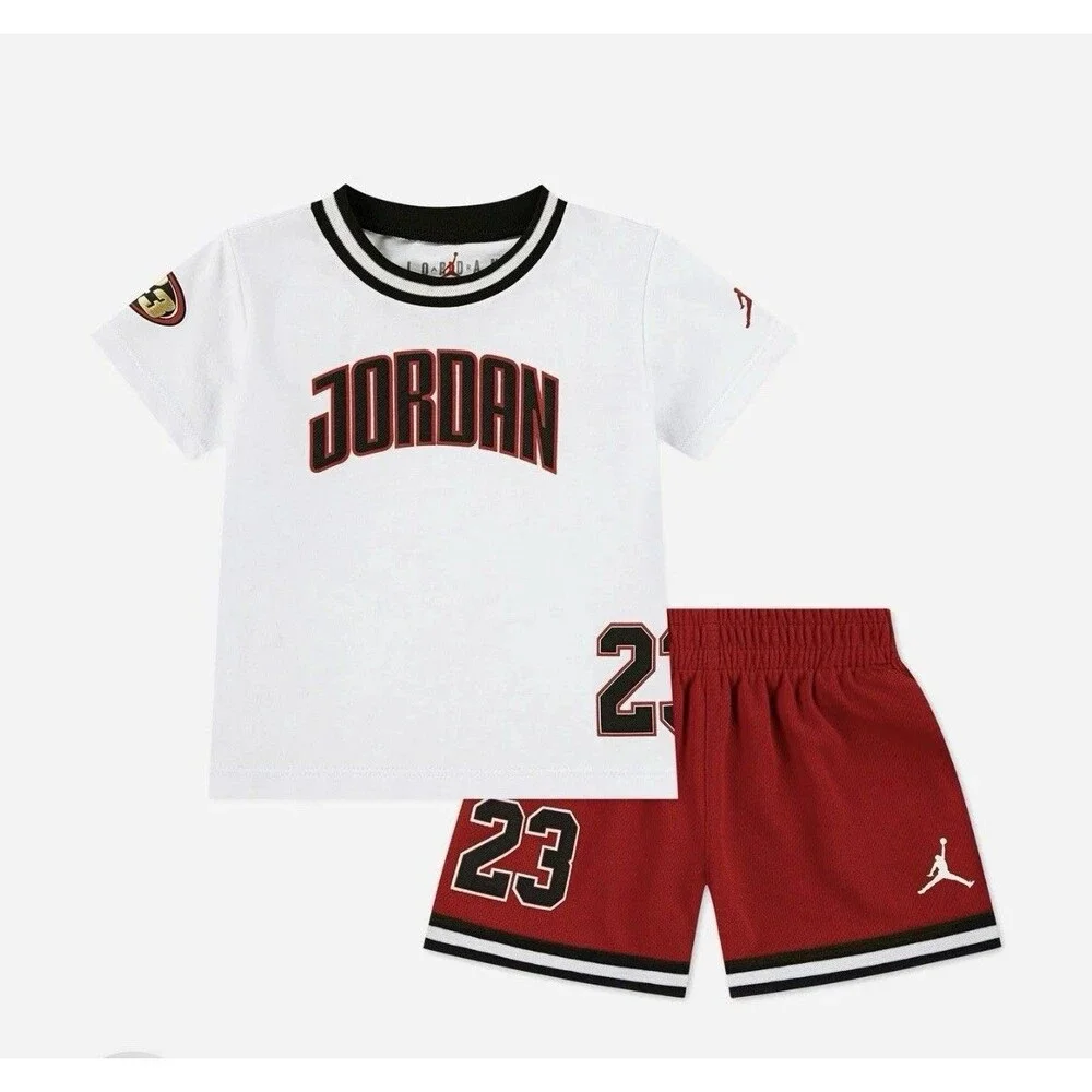 NWT Jordan Play Off Mesh Shorts Shirt Set Red White Toddler 2T Jumpman Nike